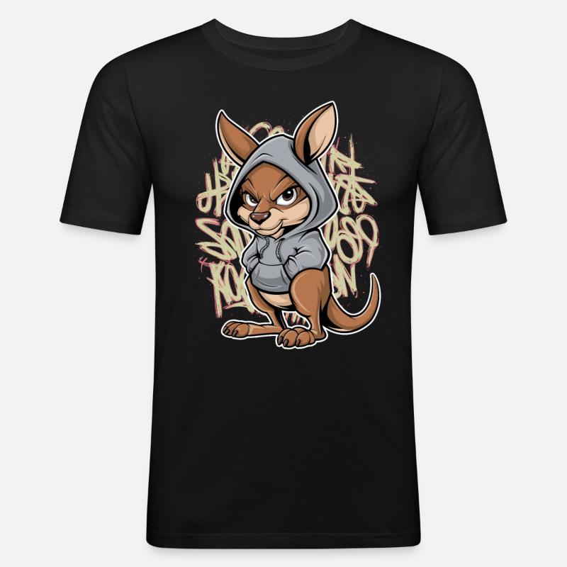 Känguru Kangaroo Australische Tiere - Männer Slim Fit T-Shirt - Schwarz