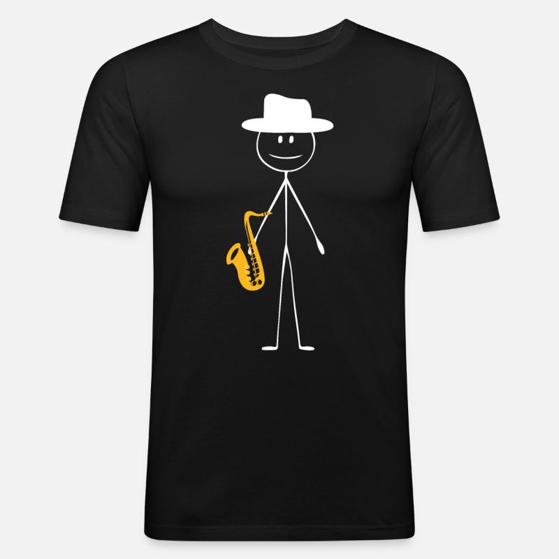 Saxophone Saxophone Guy - Männer Slim Fit T-Shirt - Schwarz