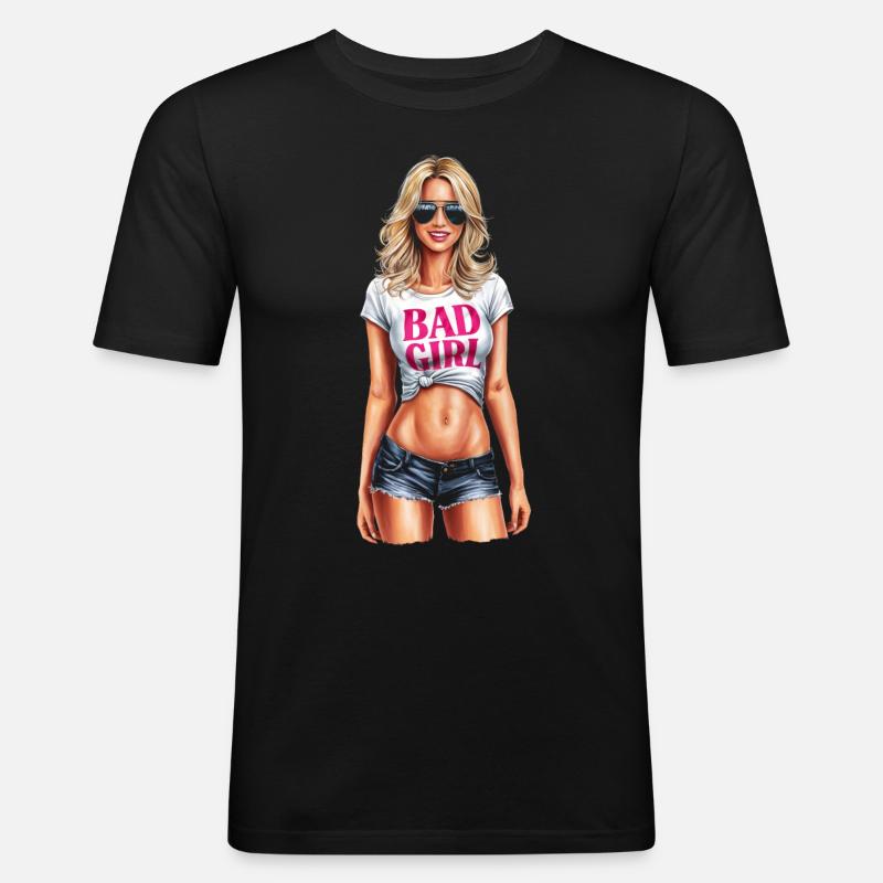 Bößes Mädchen - Männer Slim Fit T-Shirt - Schwarz
