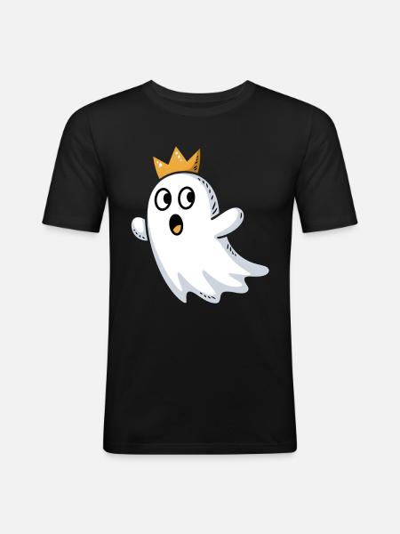 Doodle-Geist mit Krone - Männer Slim Fit T-Shirt - Schwarz