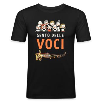 Ich höre Stimmen Chorleiter Sänger - Männer Slim Fit T-Shirt - Schwarz - Vorne - Nik (191cm)