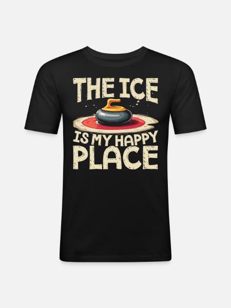 Curling, Curling, Curling, Curling, Curling - Slim Fit T-shirt herr - svart