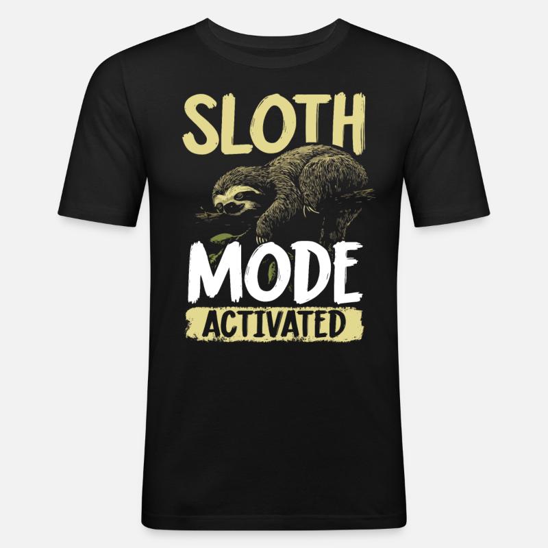 Sloth Mode: Activated Faultier Sloth - Männer Slim Fit T-Shirt - Schwarz
