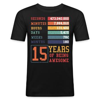 15 years old! Birthday Gift 15th Birthday - Men's Slim Fit T-Shirt - black - Front - Nik (191cm)