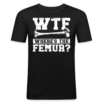 Fracture du fémur Jambe cassée - T-shirt près du corps Homme - noir - Devant - Nik (191cm)