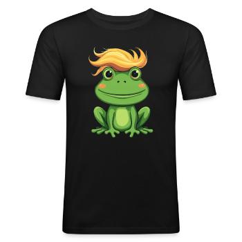 Ich weiß wo der Frosch die Locken hat lustig Haare - Männer Slim Fit T-Shirt - Schwarz - Vorne - Nik (191cm)