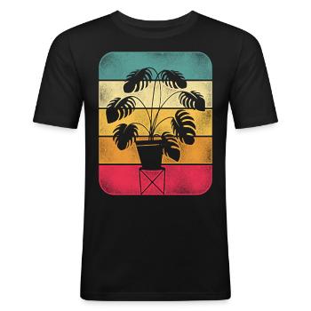 Amoureux des plantes jardinage rétro - T-shirt près du corps Homme - noir - Devant - Nik (191cm)