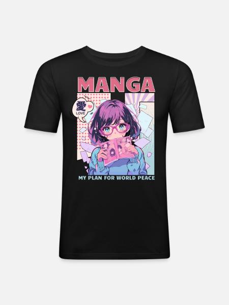 Manga Bøger Manga Elskere - Herre Slim Fit T-Shirt - sort