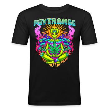 Techno House Party EDM Festival Goa Rave Psytrance - Männer Slim Fit T-Shirt - Schwarz - Vorne - Nik (191cm)