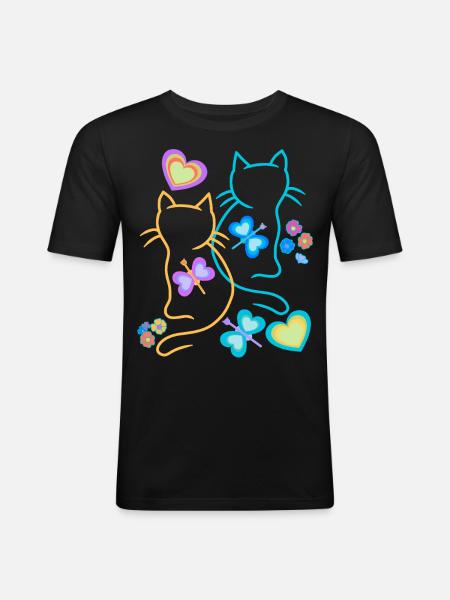 Chat Chats Chaton - T-shirt près du corps Homme - noir