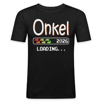Werdender Onkel 2026 loading ich werde Onkel - Männer Slim Fit T-Shirt - Schwarz - Vorne - Nik (191cm)