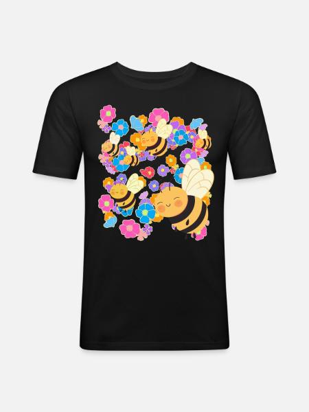 Bijen Hommel Insect Bij Kinderen Kind - Mannen slim fit T-shirt - zwart