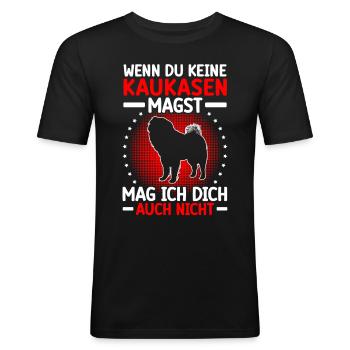 Owtscharka mag dich nicht Kaukasischer Owtscharka - Männer Slim Fit T-Shirt - Schwarz - Vorne - Nik (191cm)