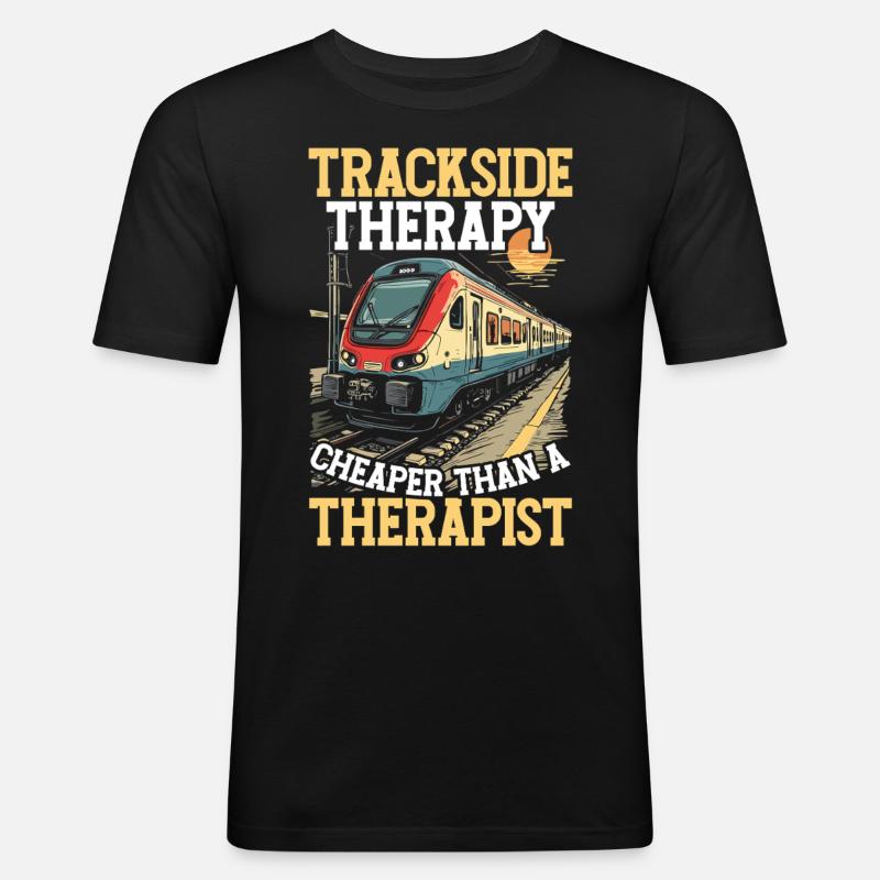 train driver train lover station - Men's Slim Fit T-Shirt - black