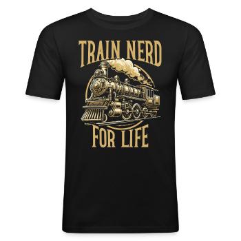 train driver train lover station - Men's Slim Fit T-Shirt - black - Front - Nik (191cm)