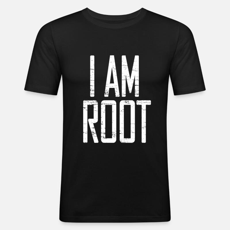 I AM ROOT - Männer Slim Fit T-Shirt - Schwarz
