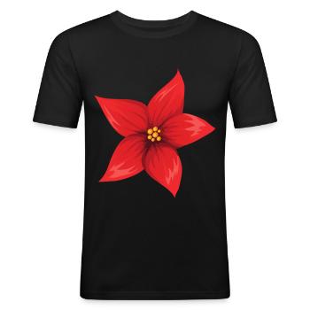 Blume Rot - Männer Slim Fit T-Shirt - Schwarz - Vorne - Nik (191cm)