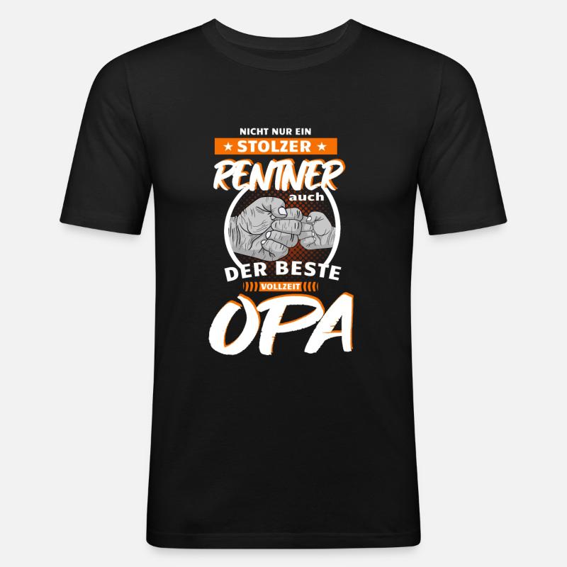 Rentner vollzeit Opa Geschenkidee - Männer Slim Fit T-Shirt - Schwarz