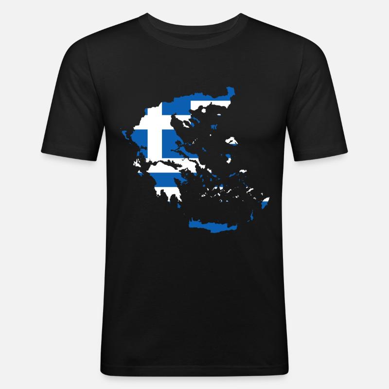 Greece flag gift idea map - Men's Slim Fit T-Shirt - black