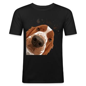 Curieux Welsh Springer Spaniel chien - T-shirt près du corps Homme - noir - Devant - Nik (191cm)