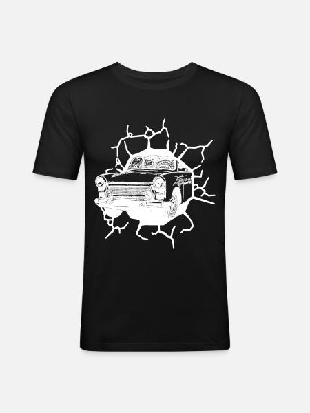Trabi Oldtimer Mauerfall Ostalgie Ossi - Männer Slim Fit T-Shirt - Schwarz