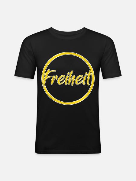 Freiheit - Männer Slim Fit T-Shirt - Schwarz