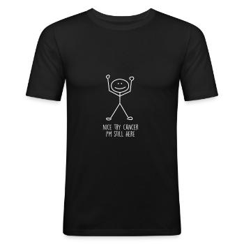 sympa essayer cancer cancer humour - T-shirt près du corps Homme - noir - Devant - Nik (191cm)