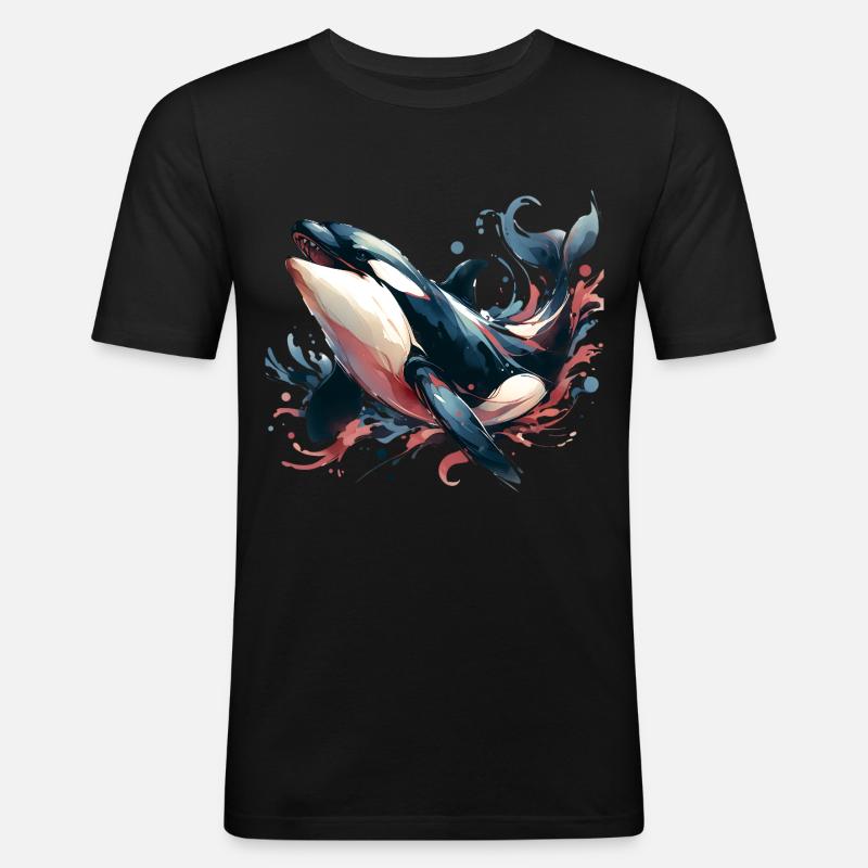 Orca Schwertwal - Männer Slim Fit T-Shirt - Schwarz