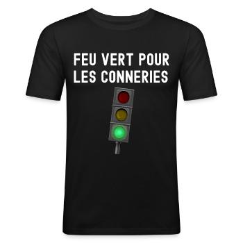 Feu vert pour les conneries cadeau homme - T-shirt près du corps Homme - noir - Devant - Nik (191cm)