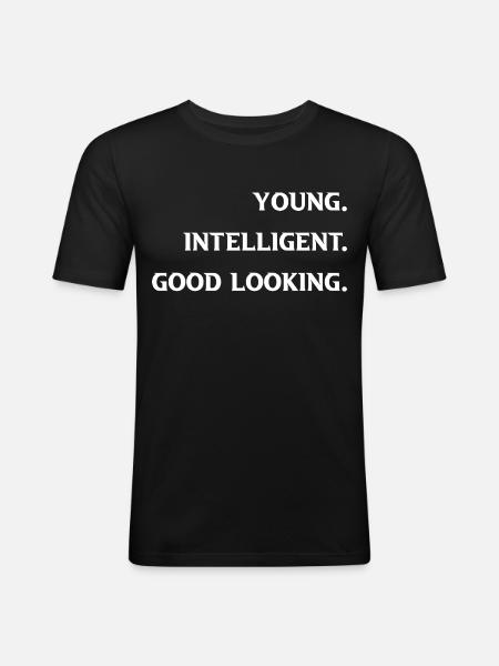 young intelligent good looking - Men's Slim Fit T-Shirt - black