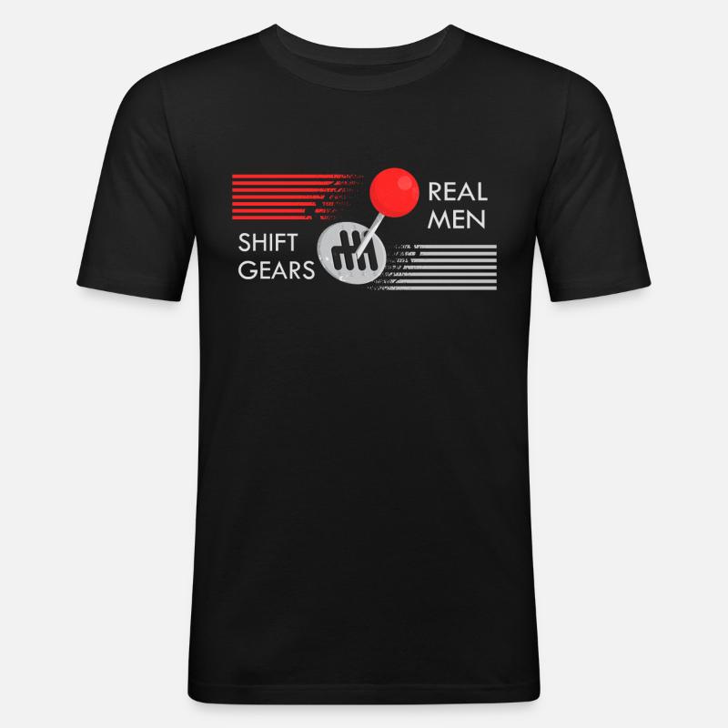 Echte Männer schalten - Männer Slim Fit T-Shirt - Schwarz