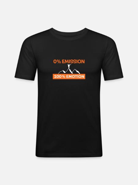 0% emission 100% emotion - Men's Slim Fit T-Shirt - black