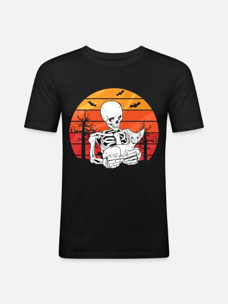 Skeleton Sphynx Cat - Men's Slim Fit T-Shirt - black