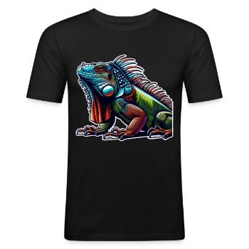 Iguane - T-shirt près du corps Homme - noir - Devant - Nik (191cm)