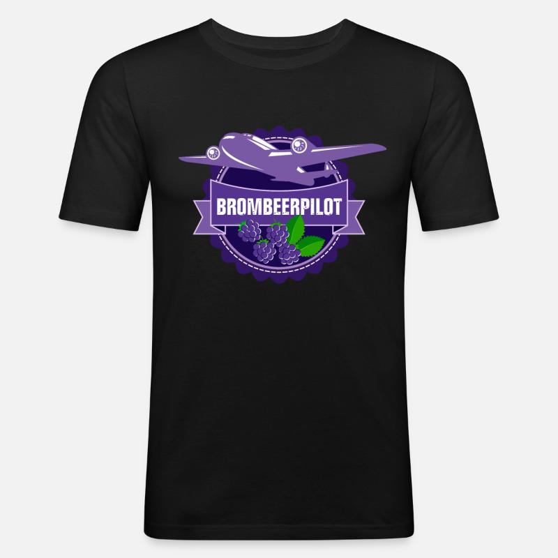 Brombeerpilot - Männer Slim Fit T-Shirt - Schwarz