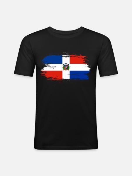 Dominican Republic flag flag - Men's Slim Fit T-Shirt - black