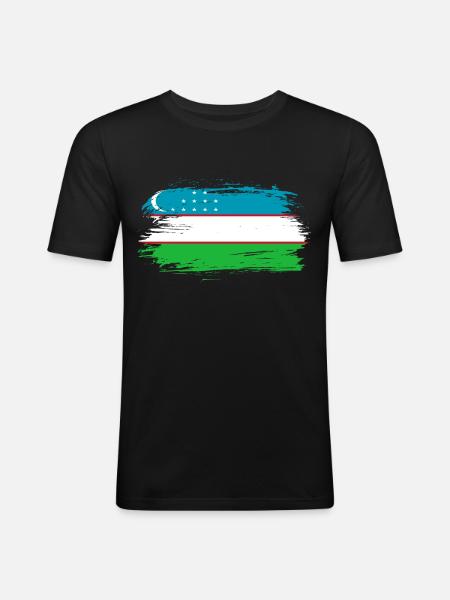 Drapeau drapeau Ouzbékistan - T-shirt près du corps Homme - noir