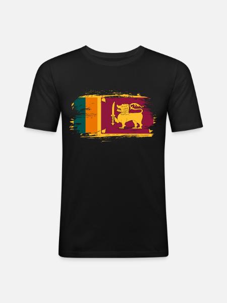 Drapeau drapeau Sri Lanka - T-shirt près du corps Homme - noir