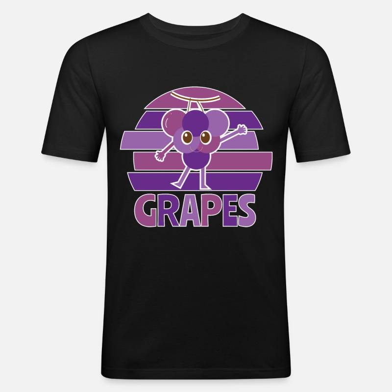 Smiling Grapes - Männer Slim Fit T-Shirt - Schwarz