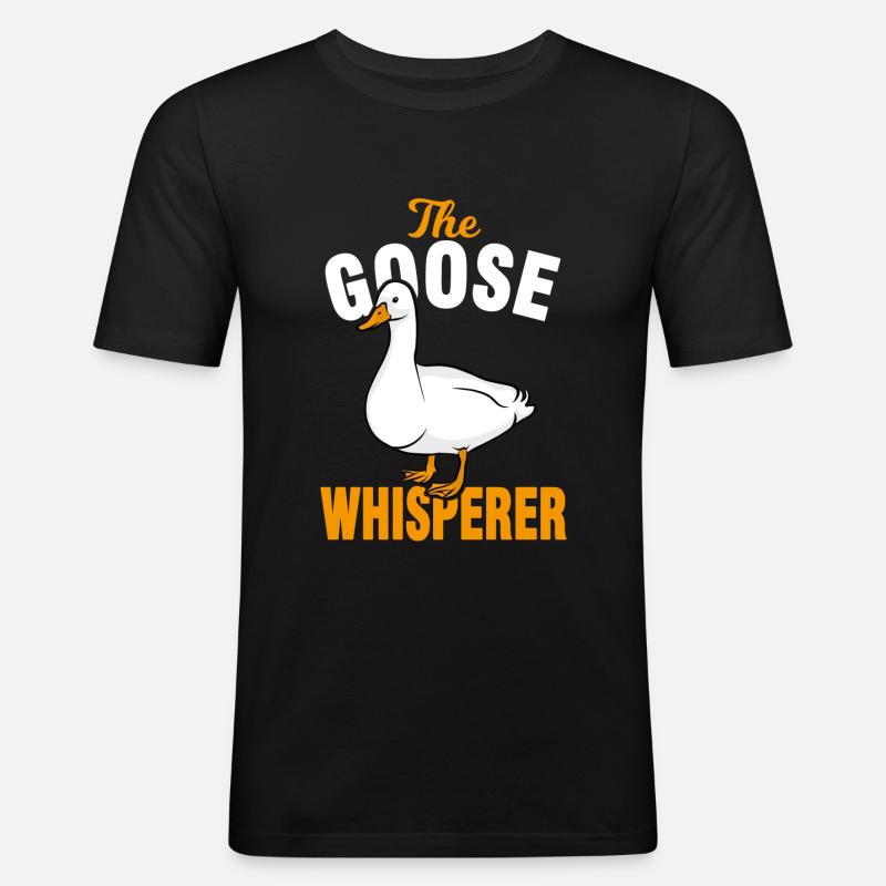 Gans Gänse Flüsterer - Männer Slim Fit T-Shirt - Schwarz