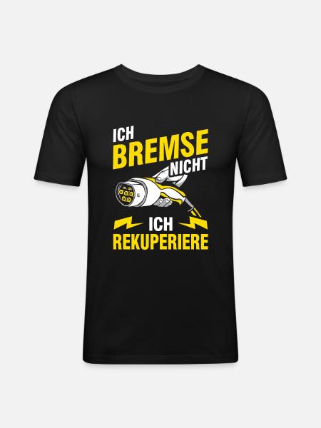 Elektroauto E-Auto Elektrofahrzeug - Männer Slim Fit T-Shirt - Schwarz