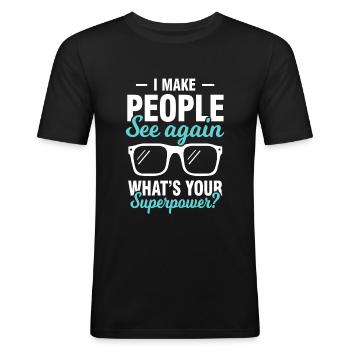 Opticien ophtalmologiste ophtalmologiste - T-shirt près du corps Homme - noir - Devant - Nik (191cm)