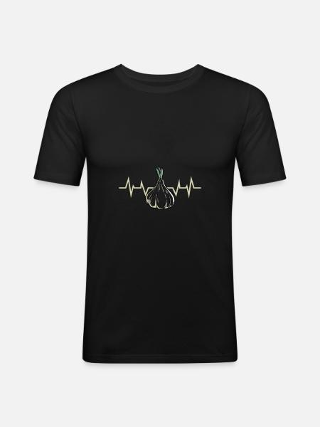 Plante d’ail - T-shirt près du corps Homme - noir