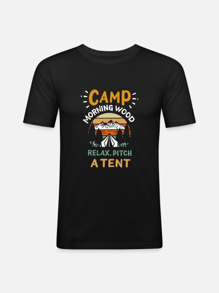 Camp Morning Wood - Men's Slim Fit T-Shirt - black