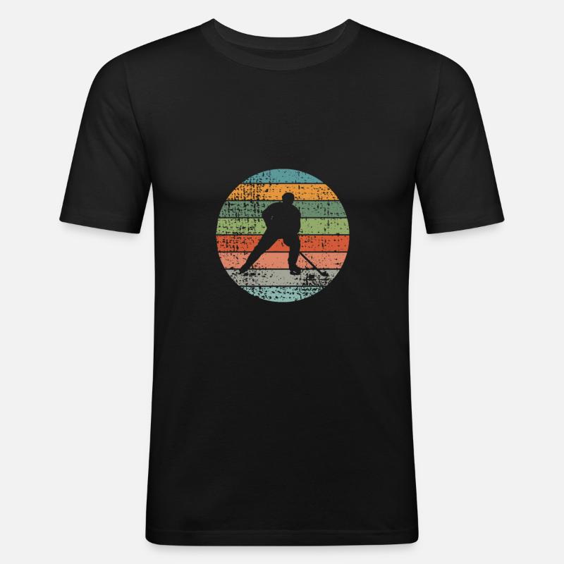 Eishockey Retro - Männer Slim Fit T-Shirt - Schwarz