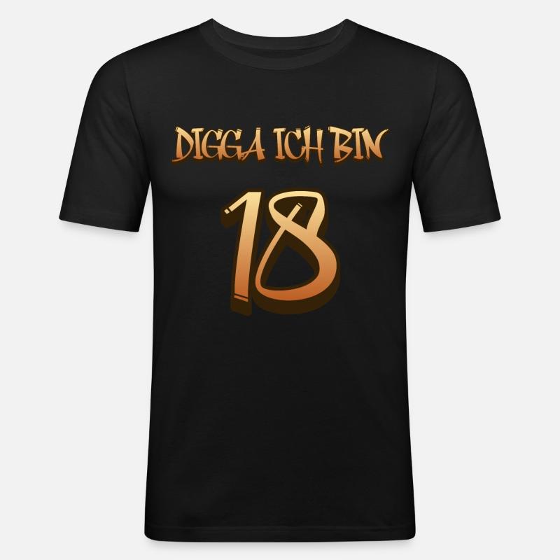 Digga ich bin 18 - Männer Slim Fit T-Shirt - Schwarz