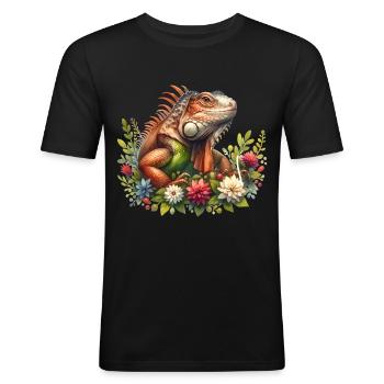 Iguane - T-shirt près du corps Homme - noir - Devant - Nik (191cm)