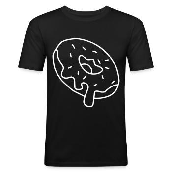 Donut Emoji Donuts Sticker Skizze weiß - Männer Slim Fit T-Shirt - Schwarz - Vorne - Nik (191cm)