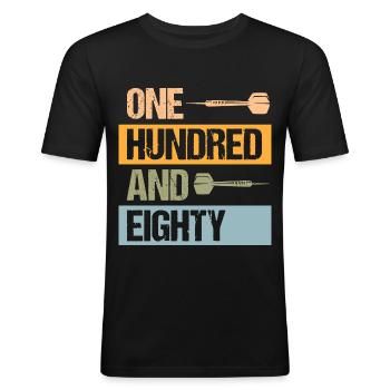 Dart Dartscheibe Dartpfeil - Männer Slim Fit T-Shirt - Schwarz - Vorne - Nik (191cm)