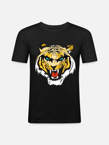 Cool tiger head t-shirt - Men's Slim Fit T-Shirt - black